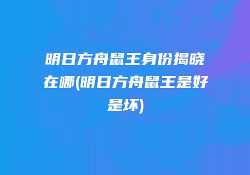 明日方舟鼠王身份揭晓在哪(明日方舟鼠王是好是坏)