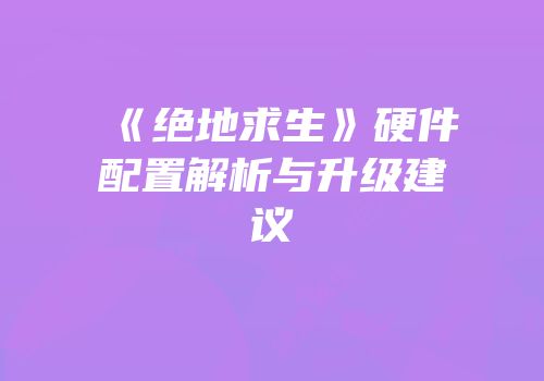 《绝地求生》硬件配置解析与升级建议