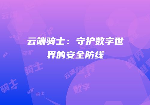 云端骑士：守护数字世界的安全防线