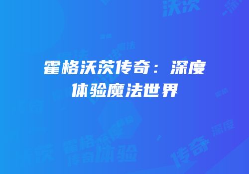 霍格沃茨传奇：深度体验魔法世界