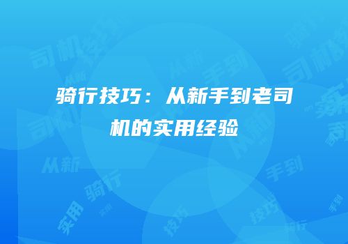 骑行技巧：从新手到老司机的实用经验