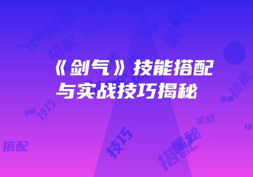 《剑气》技能搭配与实战技巧揭秘