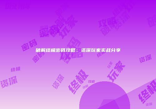 破解终极密码攻略：资深玩家实战分享