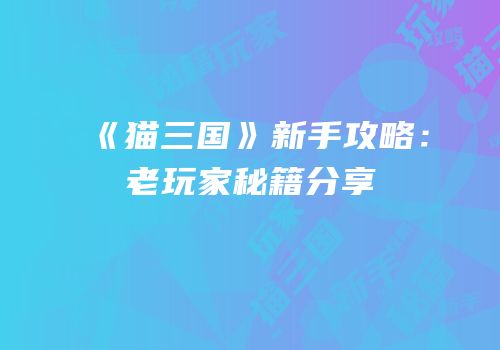 《猫三国》新手攻略：老玩家秘籍分享