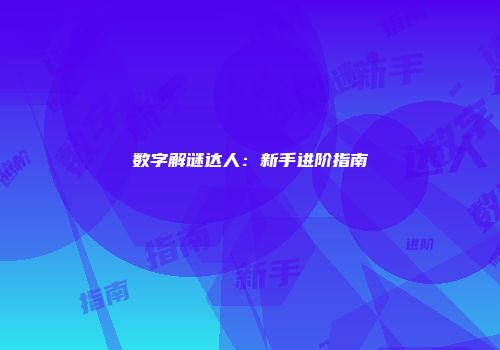 数字解谜达人：新手进阶指南