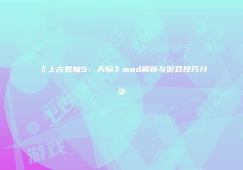 《上古卷轴5：天际》mod解析与游戏技巧分享