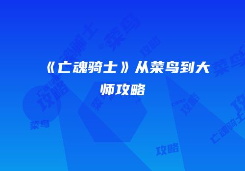 《亡魂骑士》从菜鸟到大师攻略