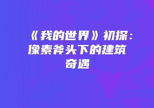 《我的世界》初探：像素斧头下的建筑奇遇