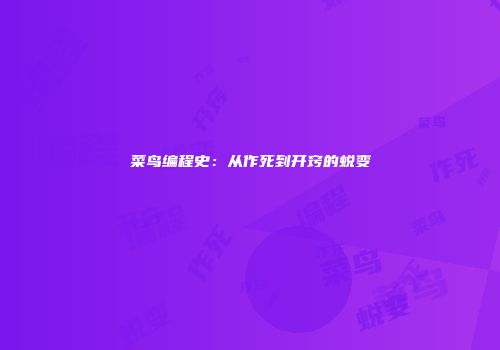 菜鸟编程史：从作死到开窍的蜕变