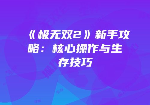 《极无双2》新手攻略：核心操作与生存技巧