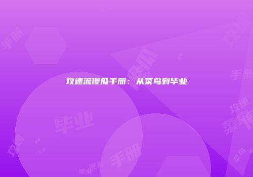 攻速流傻瓜手册：从菜鸟到毕业