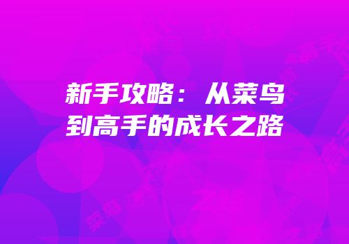 新手攻略：从菜鸟到高手的成长之路
