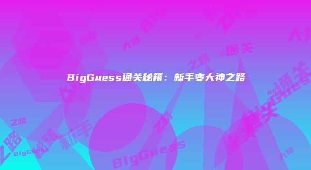 BigGuess通关秘籍：新手变大神之路