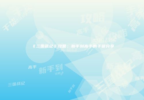 《三国战纪》攻略：新手到高手的干货分享
