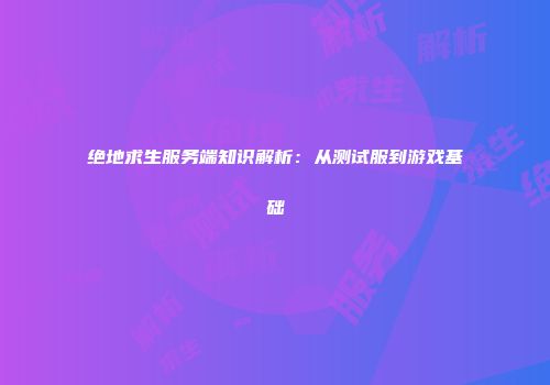 绝地求生服务端知识解析：从测试服到游戏基础