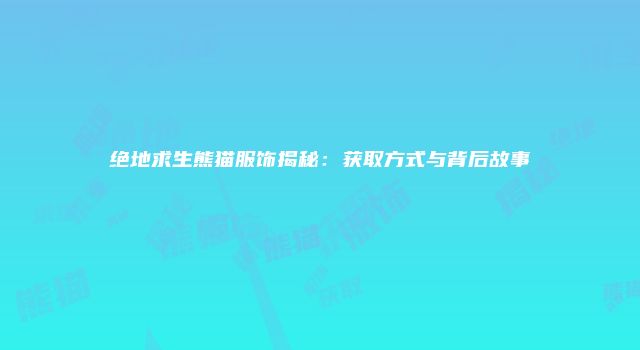 绝地求生熊猫服饰揭秘：获取方式与背后故事