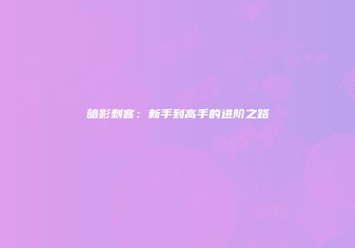 暗影刺客：新手到高手的进阶之路