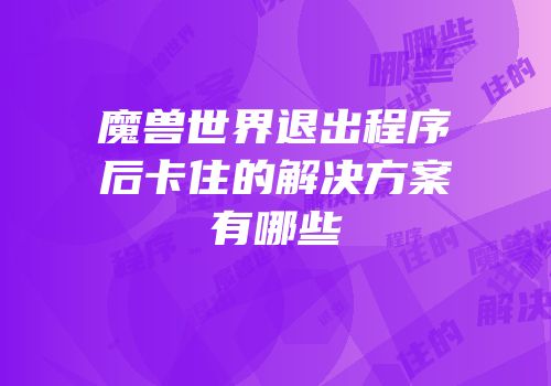 魔兽世界退出程序后卡住的解决方案有哪些