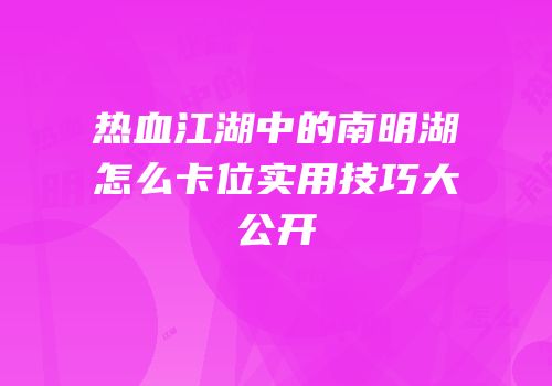 热血江湖中的南明湖怎么卡位实用技巧大公开