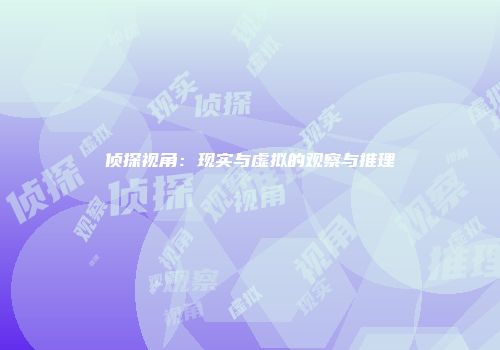 侦探视角：现实与虚拟的观察与推理