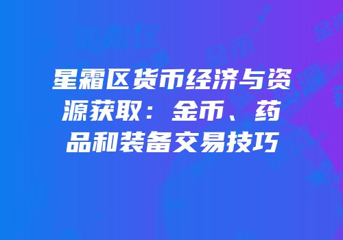 星霜区货币经济与资源获取：金币、药品和装备交易技巧