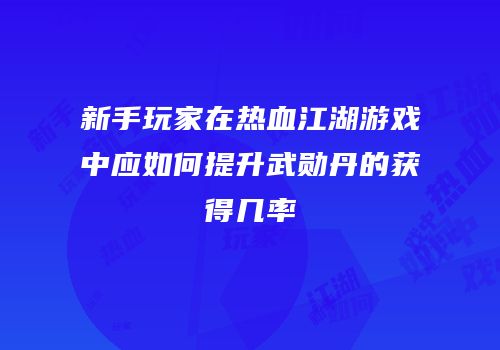 新手玩家在热血江湖游戏中应如何提升武勋丹的获得几率