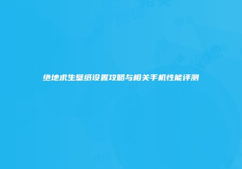 绝地求生壁纸设置攻略与相关手机性能评测