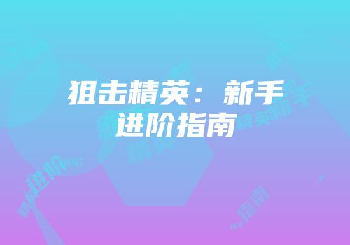 狙击精英：新手进阶指南