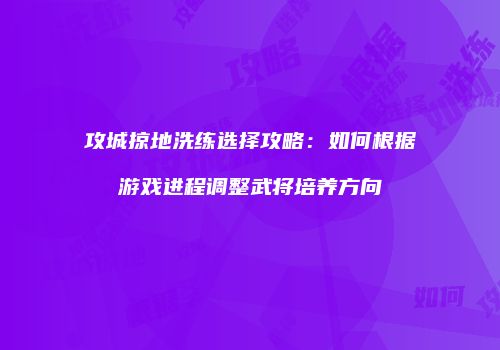 攻城掠地洗练选择攻略：如何根据游戏进程调整武将培养方向