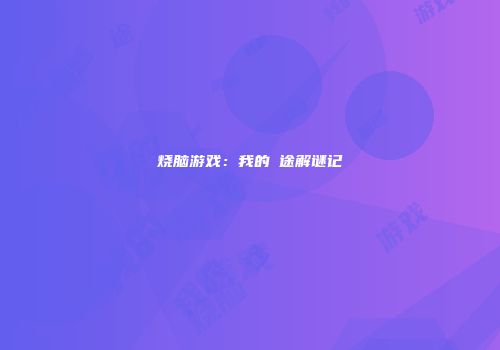 烧脑游戏：我的囧途解谜记