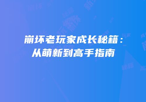 崩坏老玩家成长秘籍：从萌新到高手指南
