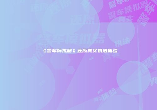 《警车模拟器》还原真实执法体验