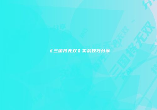 《三国将无双》实战技巧分享