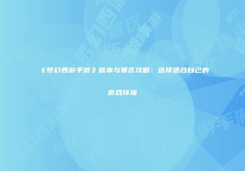 《梦幻西游手游》版本与赛区攻略：选择适合自己的游戏环境