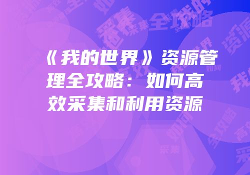 《我的世界》资源管理全攻略：如何高效采集和利用资源