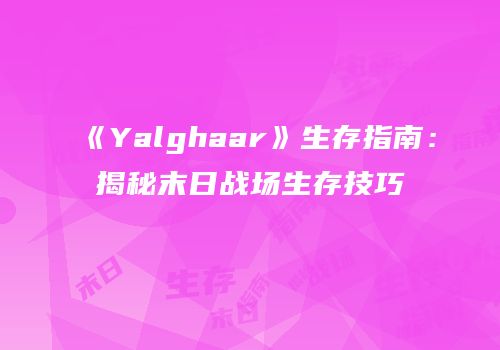 《Yalghaar》生存指南：揭秘末日战场生存技巧