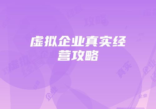 虚拟企业真实经营攻略