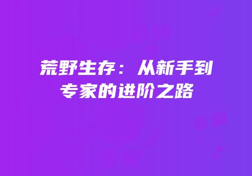荒野生存：从新手到专家的进阶之路