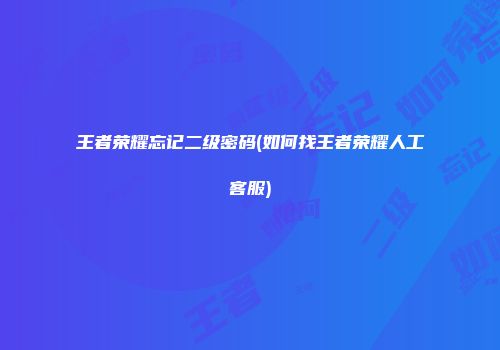 王者荣耀忘记二级密码(如何找王者荣耀人工客服)