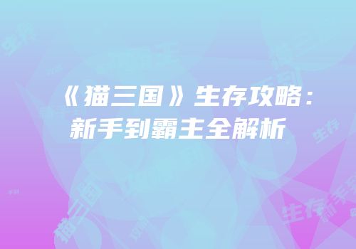 《猫三国》生存攻略：新手到霸主全解析