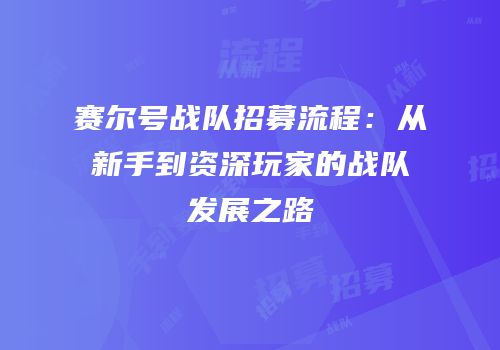 赛尔号战队招募流程：从新手到资深玩家的战队发展之路