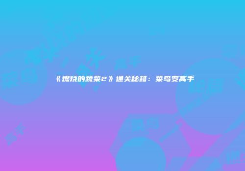 《燃烧的蔬菜2》通关秘籍：菜鸟变高手