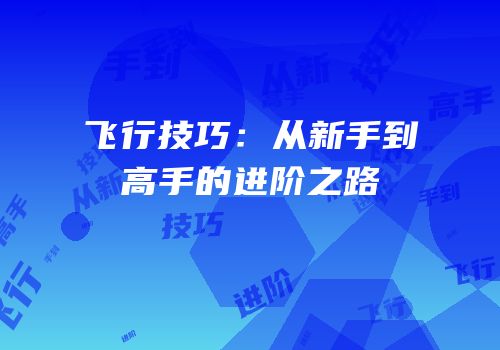 飞行技巧：从新手到高手的进阶之路