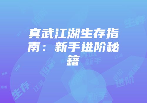 真武江湖生存指南：新手进阶秘籍