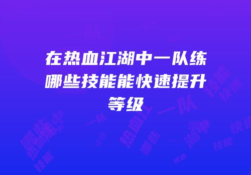 在热血江湖中一队练哪些技能能快速提升等级