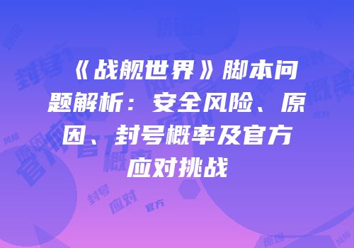 《战舰世界》脚本问题解析：安全风险、原因、封号概率及官方应对挑战