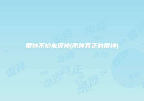 雷神不怕电原神(原神真正的雷神)