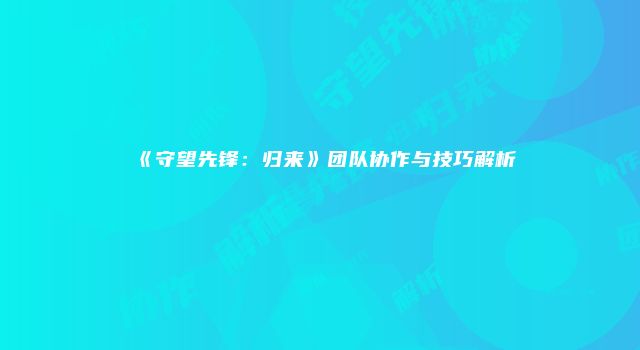 《守望先锋：归来》团队协作与技巧解析