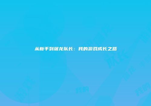 从新手到屠龙队长：我的游戏成长之路