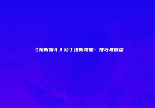 《极限格斗》新手进阶攻略：技巧与复盘